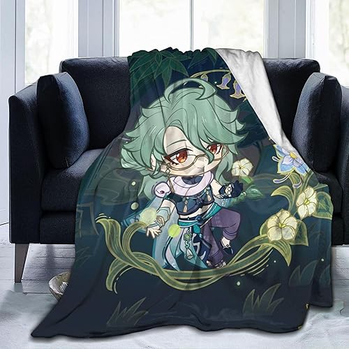 PGTTWOOD Cute Chibi Plush Blanket Ultra Soft Game Flannel Fleece Blanket Lightweight Warm Throw Blanket Decoration Gift (Baizhu Blanket) 80""x60"" - Baizhu - 80x60 Inch