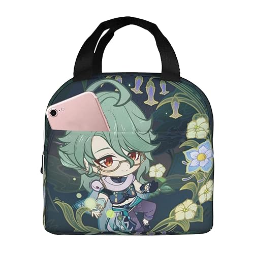 PGTTWOOD Cute Chibi Lunch Bag Reusable Portable Insulation Game Lunch box for Office Work Picnic Travel Baizhu Tote Bag, Size 2 - Size 2 - Baizhu