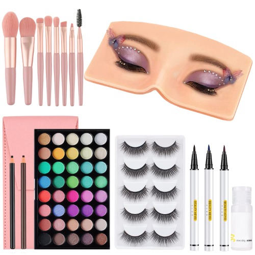 Makeup Practice Face Board, 3D Reusable Makeup Mannequin Face Eyeshadow Mannequin, Make up Practice Face with Makeup Kit for Professional Makeup Artists Students and Beginners to Practice Eyes Makeup - #2