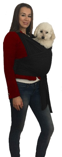 Puppy Pouch Pet Carrier Sling | Front | Adjustable Hands Free Front Facing Dog Pouch | Relieves Your Pet's Anxiety and Stress - Black