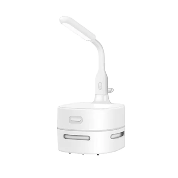 ODISTAR Desktop Vacuum Cleaner,Mini Table dust Sweeper Energy Saving,High Endurance up to 400 mins,Cordless&360º Rotatable Design for Cleaning Hairs,Crumbs,Computer Keyboard（White Lamp）