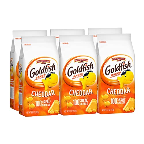 Goldfish Cheddar Crackers, Snack Crackers, 6.6 oz. bag, 6 CT box - Cheddar - 6.6 Ounce (Pack of 6)
