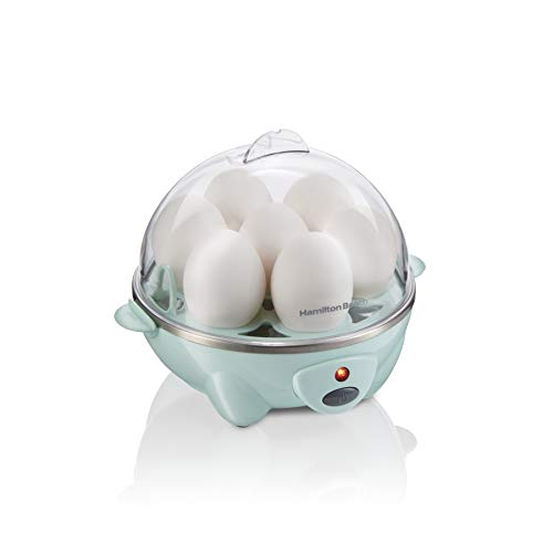 Hamilton Beach 25504 3-in-1 Electric Hard Boiled Egg Cooker Poacher & Omelet Maker, Makes 7, Mint, 300W - Egg Cooker