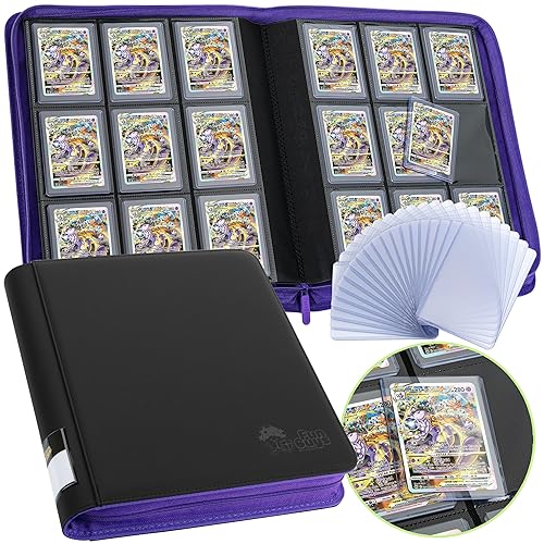 Toploader Binder, Trading Card Binder Storage, 252 9 Pocket Top Loader Binder, Card Collection Binder, Yugioh Cards Binder, MTG Card Binder, TCG Binder, Card Folders for Trading Cards - Black and Purple