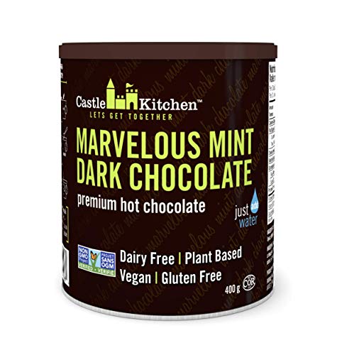 Castle Kitchen Marvelous Mint Premium Dark Hot Chocolate Mix - Vegan, Plant Based, Gluten Free, Dairy Free, Non-GMO Project Verified, Kosher, Just Add Water - 400g - Mint - 400 g (Pack of 1)