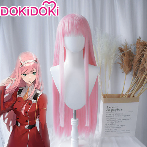 【Ready For Ship】 DokiDoki  Anime DARLING in the FRANXX Zero Two Code 002 Cosplay Wig Long Pink
