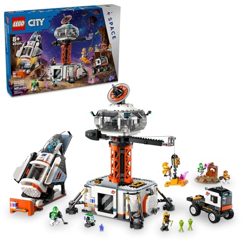 LEGO City Space Base and Rocket Launchpad, Planet Exploration Toy, Building Kit for Creative Role Play, Rocket Ship Toy for Kids Ages 8 Plus, 6 Minifigures, Robot and 2 Alien Action Figures, 60434