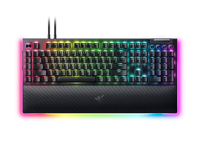 Razer BlackWidow V4 Pro Wired Mechanical Gaming Keyboard: Yellow Switches Linear & Silent - Doubleshot ABS Keycaps - Command Dial - Chroma RGB - Magnetic Wrist Rest Snap Tap - BlackWidow V4 Pro - Yellow Switches - Linear & Silent