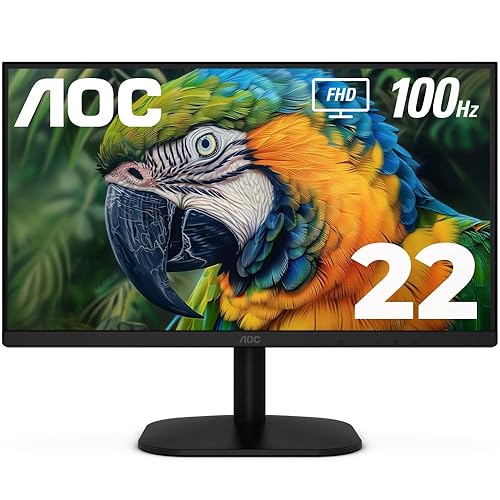 AOC 22B2HM2 22" Full HD (1920 x 1080) 100Hz LED Monitor, Adaptive Sync, VGA x1, HDMI x1, Flicker-Free, Low Blue Light, HDR Ready, VESA, Tilt Adjust, Earphone Out, Eco-Friendly - 22" FHD - VA Panel 100Hz | HDMI + VGA