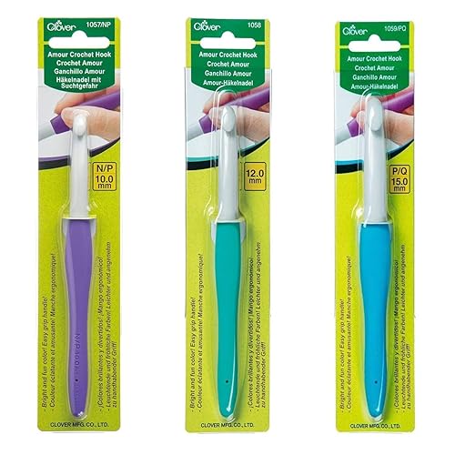 CLOVER Clover Amour Crochet Hook Set, 10mm, 12mm, and 15mm