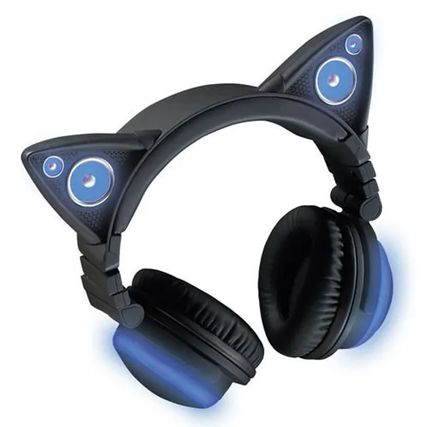 Axent Wear Wireless Bluetooth Cat Ear Headphones with Speakers (8 Color Changing)