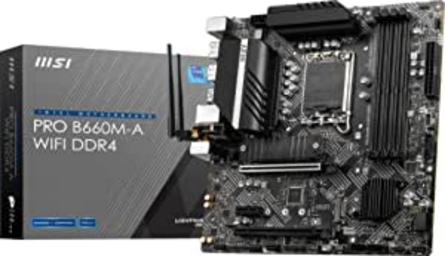 MSI PRO B660M-A WiFi DDR4 Motherboard (mATX, 12th Gen Intel Core, LGA 1700 Socket, DDR4, PCIe 4, 2.5G LAN, M.2 Slots, Wi-Fi 6) - mATX PRO B660M-A WIFI DDR4