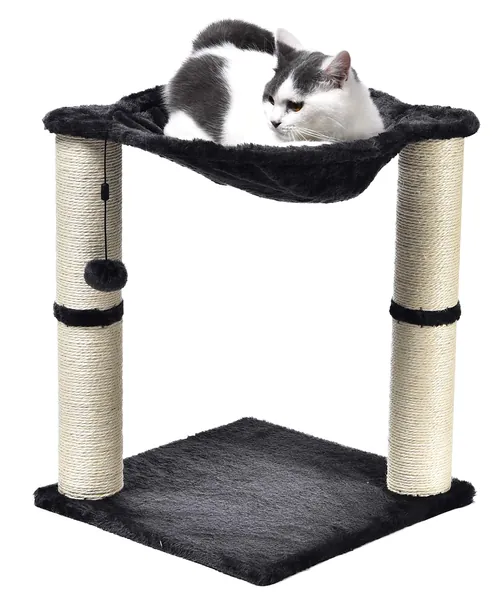 Amazon Basics Cat Condo Tree Tower with Hammock Bed and Scratching Post - Cat Hammock Gray