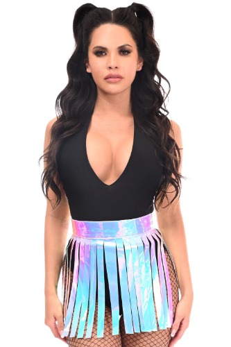 Blue/Purple Holo Fringe Skirt - 6X / purple blue holo