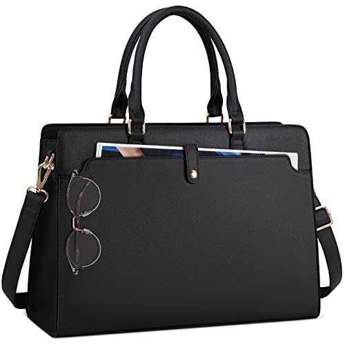Women's Laptop Bags 15.6 Inch Tote Bag Large Laptop Briefcase Shoulder Bag for Women Laptop Briefcase Black
