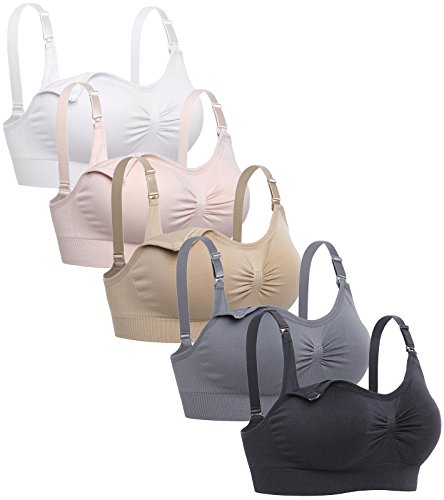 Lataly Womens Sleeping Nursing Bra Wirefree Breastfeeding Maternity Bralette - Medium - Pack of 5