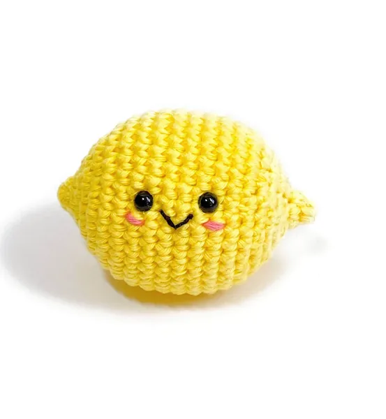Crochet Lemon Stuffed Plush Amigurumi | Play Food | Stress Ball