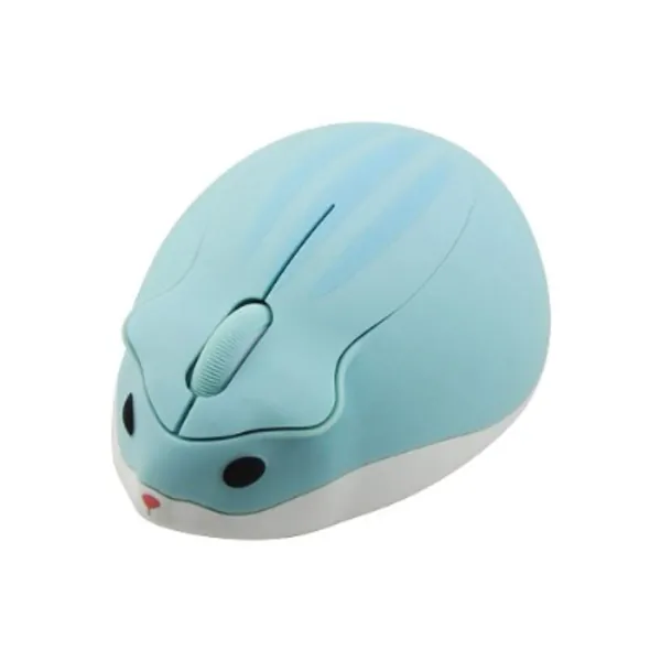 Cute Hamster Mouse,Wireless Mouse 2.4 Ghz 1200 DPI Less Noise Cartoon Animal Shape Portable Optical Mice with USB Receiver for Notebook Windows Computer PC Laptop Gift Kids (Blue)