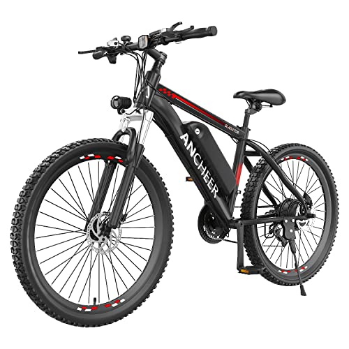 ANCHEER 500W 26" Electric Bike for Adults, 48V 10.4Ah Battery, 60 Miles, 3H Fast Charge, Electric Mountain Bike, 2.1" eMTB Tire, 21 Speed, 20MPH Adults Electric Bicycle - Red