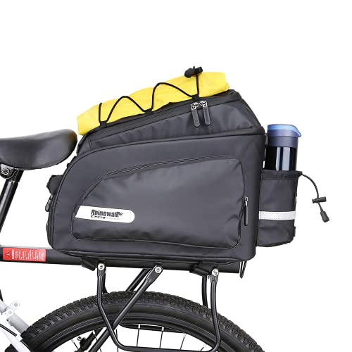 HUNTVP Bike Trunk Bag Bike Rear Seat Bag Waterproof Bike Pannier Bag 17L for Bicycle Cargo Rack Saddle Bag Commuter Bag Shoulder Bag Laptop Pannier Rack Bicycle Bag - Black
