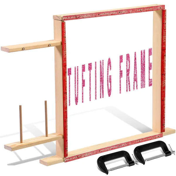 Rug Making Frame, Tufting Frame for Rug Making Large Tufting Gun Frame Kit with Table Clamp and Tack Strips for Carpet Making Wooden Sewing Frame Stand Suitable for Electric Carpet Gun