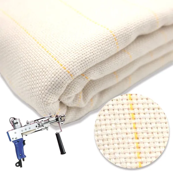 Primary Tufting Cloth with Marked Lines, Large Size Needlework Fabric, Monk's Cloth for Tufting Gun, Rug-Punch, Punch Needle, 45''x45''