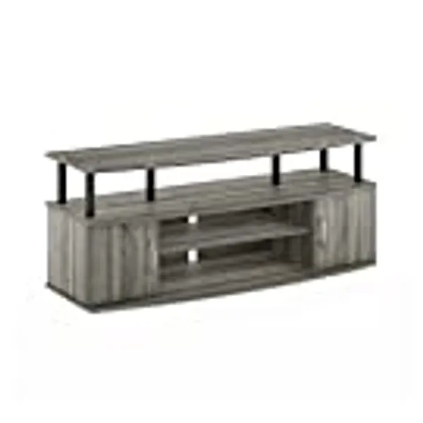 Furinno JAYA Large Entertainment Stand for TV Up to 55 Inch, French Oak Grey/Black