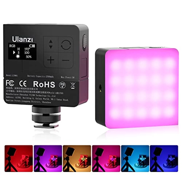 ULANZI VL49 Pro RGB Video Light, Mini Rechargeable LED Camera 360° Full Color Portable,2500-9000K Dimmable LED Panel Lamp w LCD Display,Photography Lighting Support Magnetic Attraction