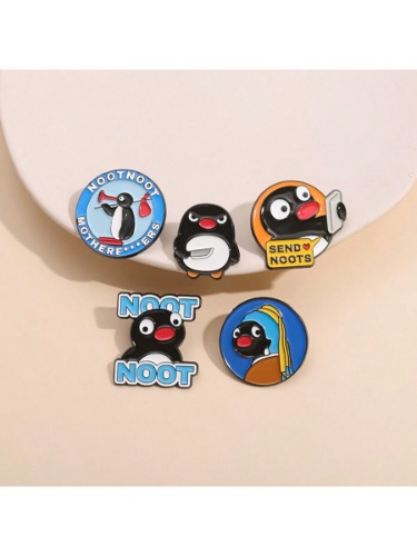 1pc Super Cute And Funny Pingu Penguin Badge - NOOT NOOT Let Your Personality Be Released!