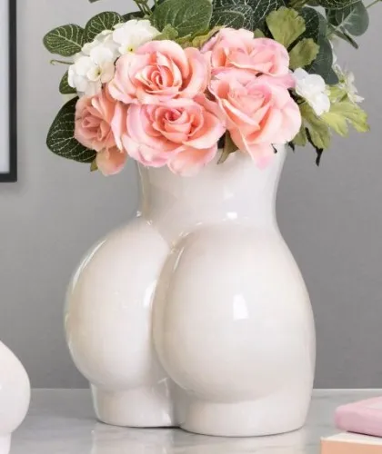 BB LE BOOTY VASE - Large Booty Bum Body Flower Vase White Ceramic