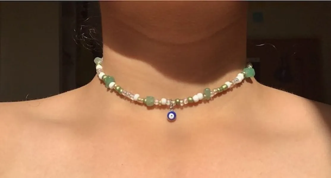 Aventurine Necklace Evil Eye Charm | Etsy Canada