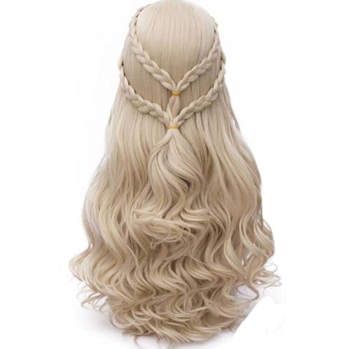 Probeauty Long Blonde Braid Wig Women Halloween Costume Cosplay Wig Cap ( Curly Braid B) - Blonde Curly Braid B