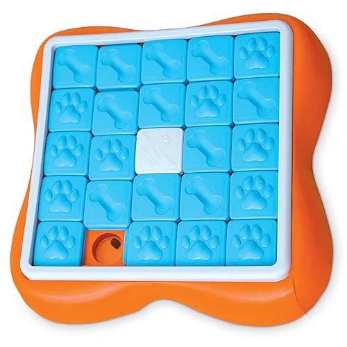 Outward Hound by Nina Ottosson Challenge Slider Treat Puzzle Enrichment Toy, Level 3 Advanced, Multicolored - Challenge Slider (Orange, Blue)
