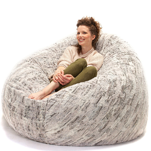 Jaxx 6' Cocoon Faux Fur Bean Bag Chair | Silver Fox