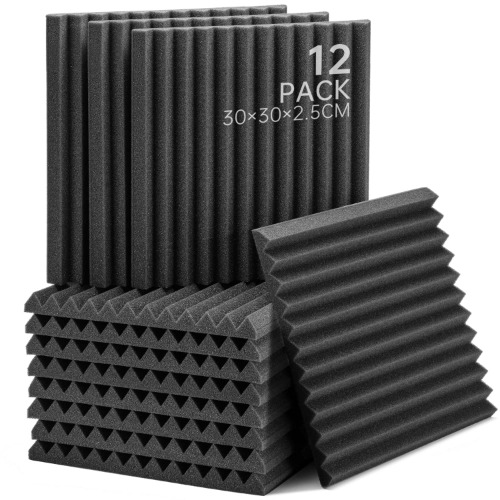 Lot de 12 panneaux de mousse acoustique de 30 X 30 X 2,5 cm