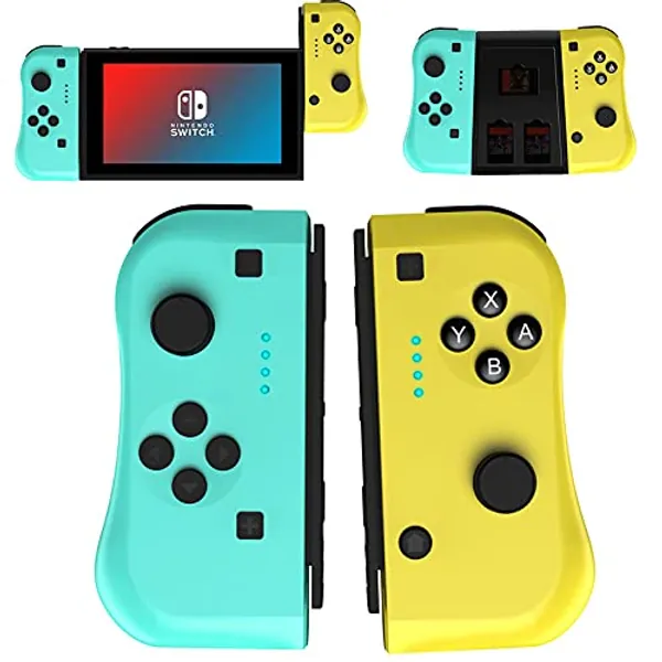 JAMSWALLLJAMSWALL Joy Con Controller Compatible for Switch, Wireless Controllers Compatible for Switch Lite, Replacement Compatible for Switch Joy Pad, Motion Control, Yellow and Green with Grip
