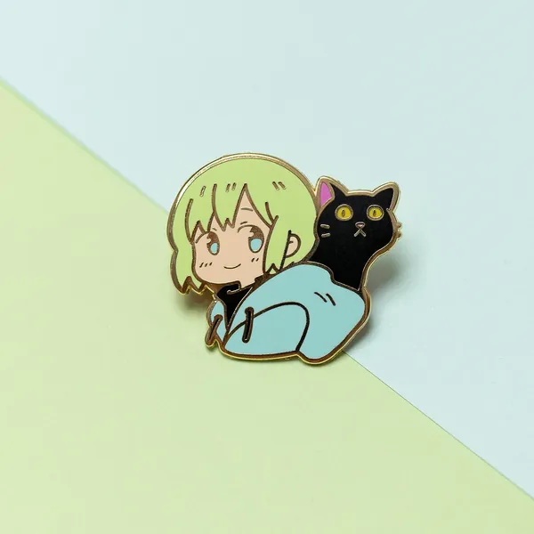 Cat in the Hood Original Hard Enamel Pin - Black Cat [A Grade] / Simple Rubber Back