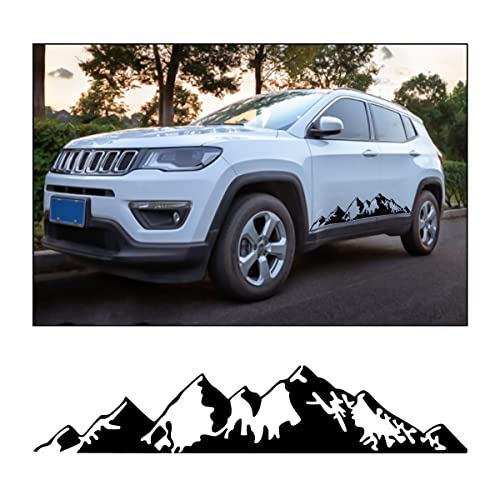AUCELI Forest and Mountain Car Body Stickers, Car Side Body Stickers Self-Adhesive Mountain Range and Pine Tree Scenery Graphics Decals, Universal Auto Side Door Decorations for Truck SUV (Black) - Black