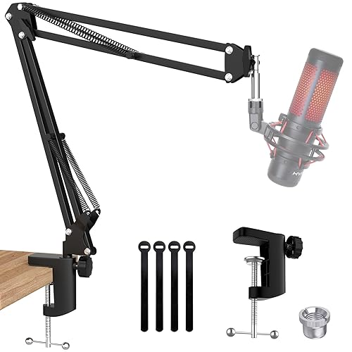 QuadCast Boom Arm, Mic Arm Microphone Arm for HyperX QuadCast SoloCast Blue Yeti Fifine AM8 and Most Mic, Mic Stand Desk with 3/8" to 5/8" Adapter by SUNMON - Hyperx Quadcast Boom Arm