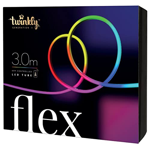 Twinkly Flex – App-Controlled Flexible Light Tube with RGB (16 Million Colors) LEDs. 10 feet. White Wire. Indoor Smart Home Decoration Light - Multicolored - 10 ft