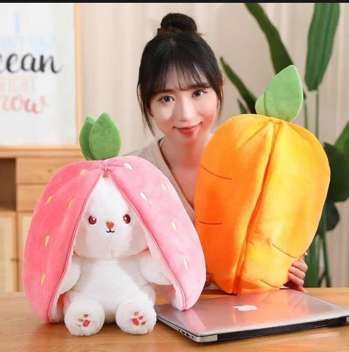 Peluche Conejo Reversible A Frutilla Kawaii Importado Suave