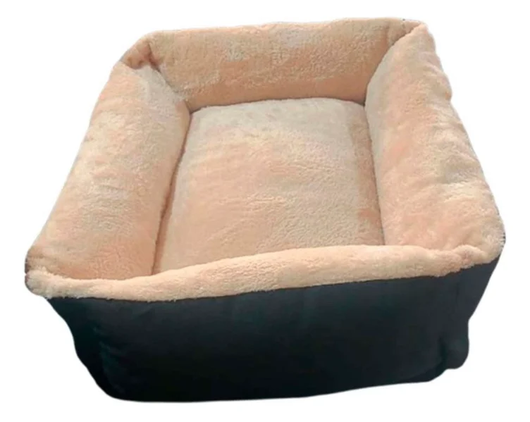 Moises Cama Para Perro Mediano Peluche - Con Cierre Negro Y Natural Corderito