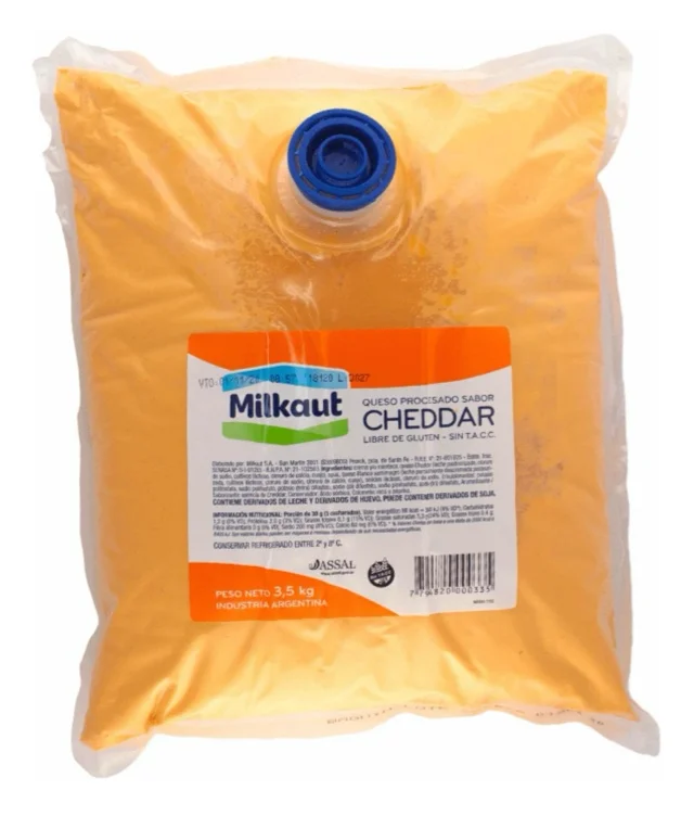 Queso Cheedar Liquido Milkaut Ideal Para Nachos. Apto Para C