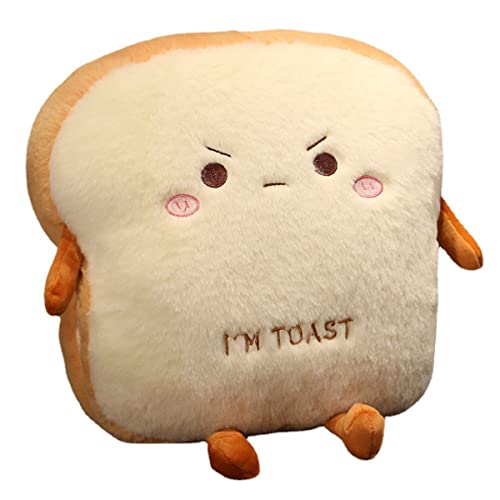 Goylmc Toast Bread Plush Pillow, Bread Stuffed Pillow,Food Plush Pillow with Hand Pocket Great Gift Choice for Kids Adults (15.7 * 13.7 in,Angry) - Angry
