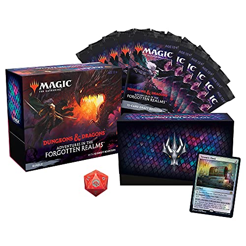 Magic: The Gathering Adventures in The Forgotten Realms Bundle | 10 Draft Boosters (150 Magic Cards) + Accessories - Bundle