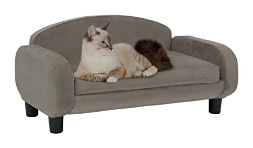 Paws & Purrs Modern Pet Sofa 31.5" Wide Low Back Lounging Bed with Removable Mattress Cover in Espresso/Ash - Pet Sofa - Espresso / Ash