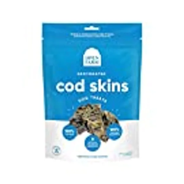 Open Farm Dehydrated Cod Skin Grain-Free Dog Treats, One-Ingredient Gently Cooked Pacific Fish Recipe with No Artificial Flavors or Preservatives, 2.25 oz