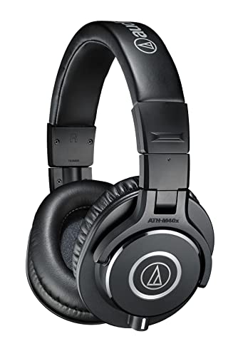 Audio-Technica ATH-M40x Professional Studio Monitor Headphone, Black, with Cutting Edge Engineering, 90 Degree Swiveling Earcups, Pro-grade Earpads/Headband, Detachable Cables Included - Headphone