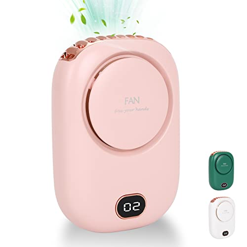 Gukasxi Handheld Mini Fans, Portable Neck Hanging Fan, Clip on Waist Fan, USB Rechargeable, Eyelash Fan, 3 Speeds Adjustable, Quiet Fan, Strong Airflow, for Desk Travel Office Outdoor Sport (Pink) - Pink