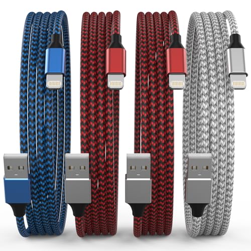 SANYEYE iPhone Charger Cable, 4Pack 6FT/1.8M Lightning Cable [MFi Certified] Nylon Braided iPhone Charger Fast Charge Lightning to USB Cable for iPhone 14 13 12 11 Pro Max XS XR X 8 7 6 Plus 5 5s SE - 6FT